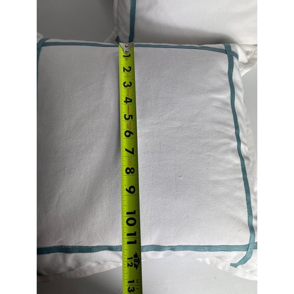 New Ralph Lauren Home Throw Pillows White with Turquoise Stripes Never Used - Picture 11 of 13
